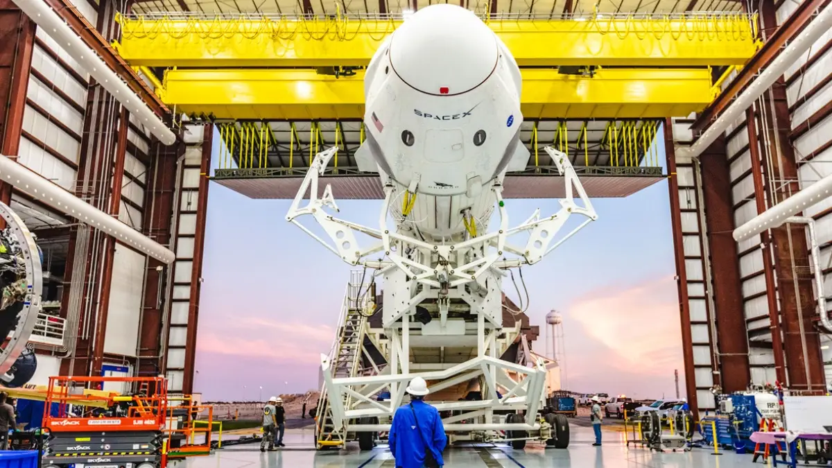 NASA Betting on Musk's SpaceX for Daring Astronaut Rescue 4 Space X rocket in a hangar