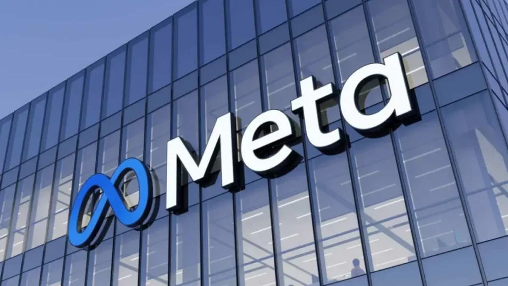 Meta headquarters building with company logo.